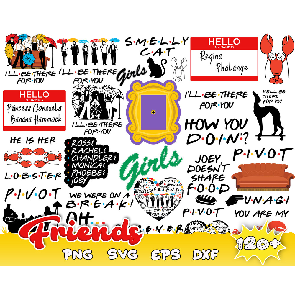 Friends Svg Bundle, Friends Cut File, Pivot Friends Svg,bundle layered files,svg,png,mug,t-shirt print,instant download, cricut.jpg