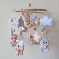 baby mobile girl, baby shower gift, nursery decor, elephant mobile