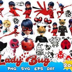 lady bug svg and cat nor bundle svg, cartoon svg