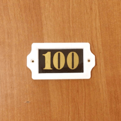 Plastic address number sign 100 rectangular door plate vintage
