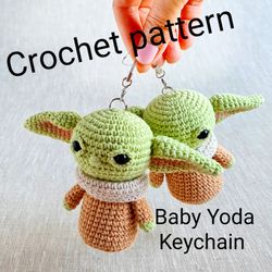 Baby yoda crochet pattern, Amigurumi keychain, Cute car accessories, Baby Alien, Mandalorian, DIY toy, Star wars gift
