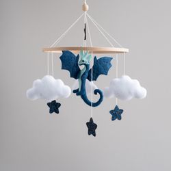 Dragon baby mobile, cloud crib mobile for baby boy, pregnant sister gift