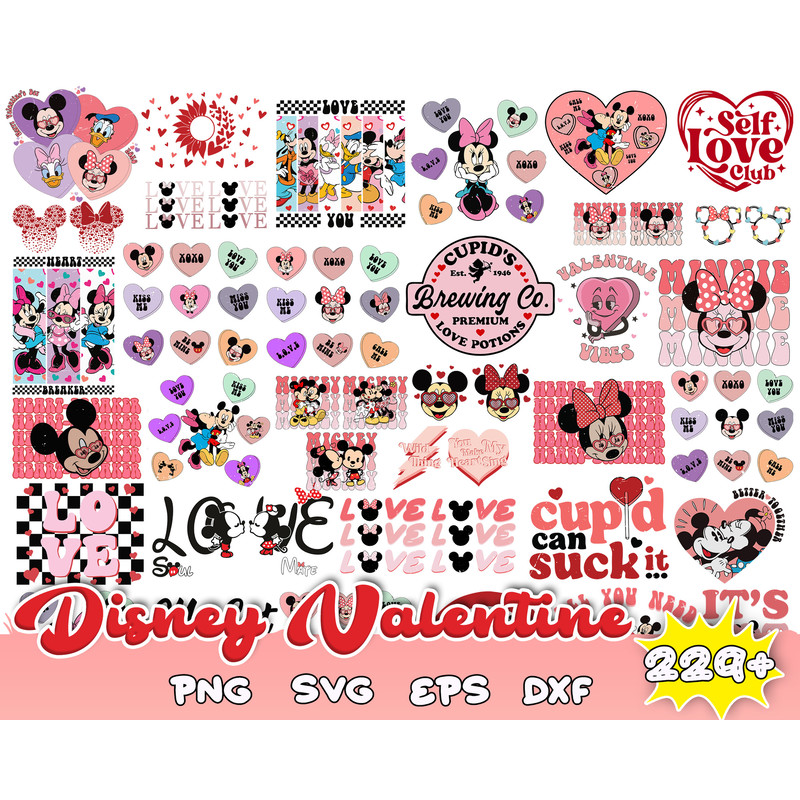 Valentine's Day SVG Bundle, Disney Valentine Svg, Valentine Design for Shirts, Valentine Svg, Valentine Cut Files, Cricut, Silhouette, Png.jpg