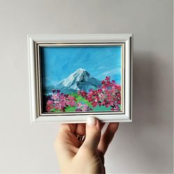Sakura Blossom Painting Landscape Mountain Small Wall Decor