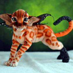 MADE TO ORDER Oriental Cat Art Doll Animal , Fantasy toys, Butterfly Cat