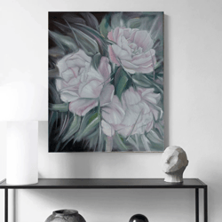 original oil painting  peonies. interior painting, decor,gif