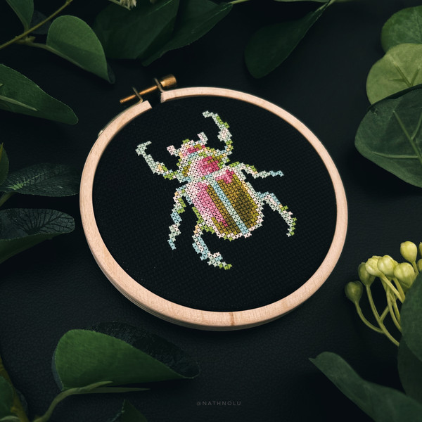 neon bug cross stitch