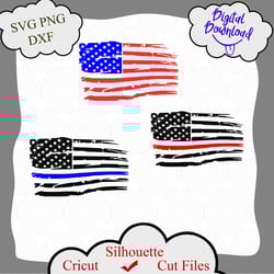 distressed flag svg files for cricut, american flag svg for silhouette, blue line flag svg, red line flag svg, 4th svg