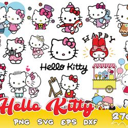 270 hello kitty svg, kawaii kitty svg bundle, cute cat svg, png cut file cricut silhouette, kawaii kitty clipart, sticke