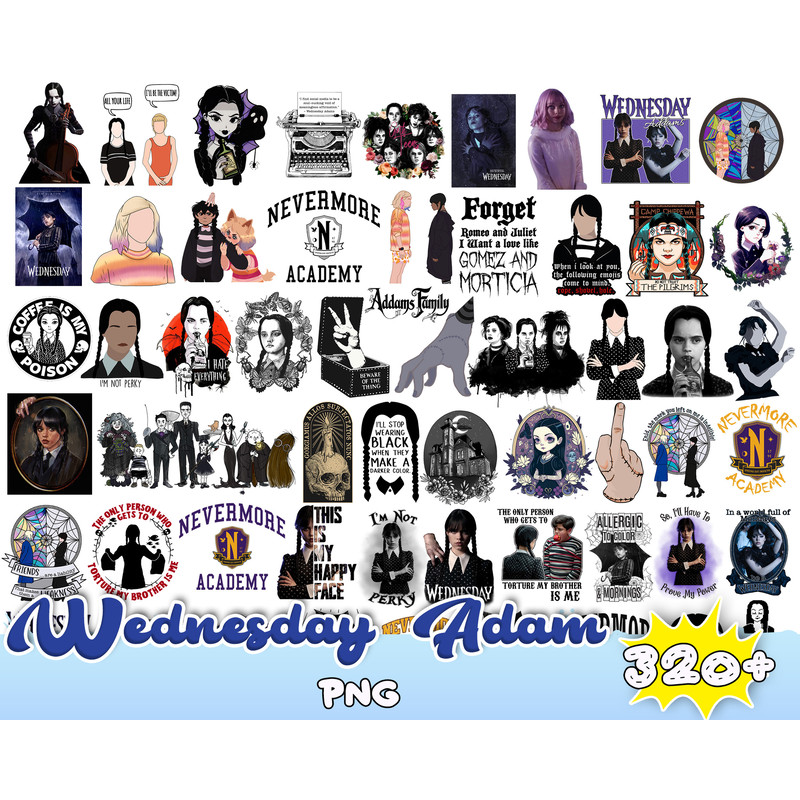 300 Wednesday Addams Svg, Jenna Ortega, Addams Family svg, png, ai, jpeg, pdf digital download Cricut cut cutting clipart.jpg