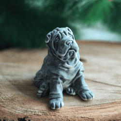 Figurine Shar Pei dog of the marble chips, Shar Pei statuette