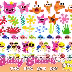 370 bundle baby shark svg, baby shark clipart, font, baby shark birthday decor, baby shark birthday shirts