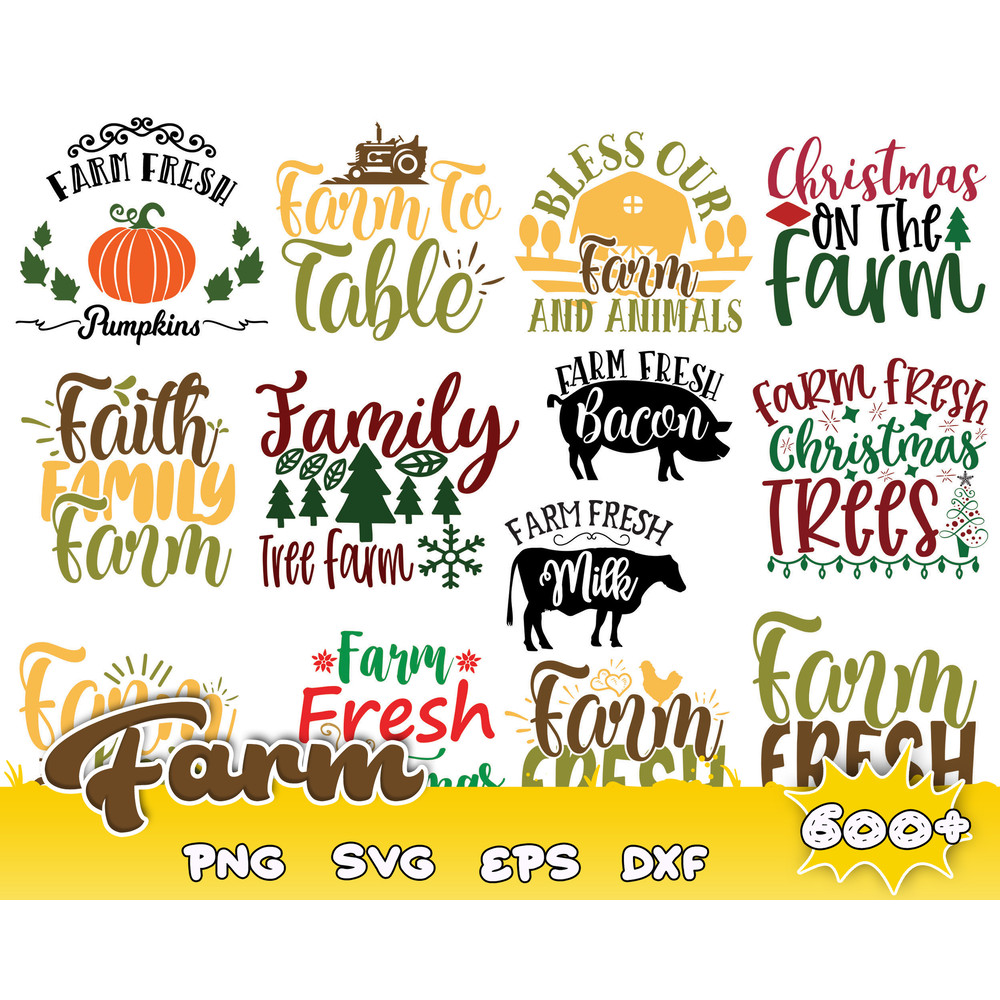 600 Farm Life SVG Bundle, Farm svg Bundle, Farmhouse Quotes svg, Farm svg,Commercial use, Cut files, dxf png.jpg