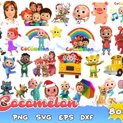 800 cocomelon christmas bundle svg, cocomelon png, cocomelon clipart, birthday family png