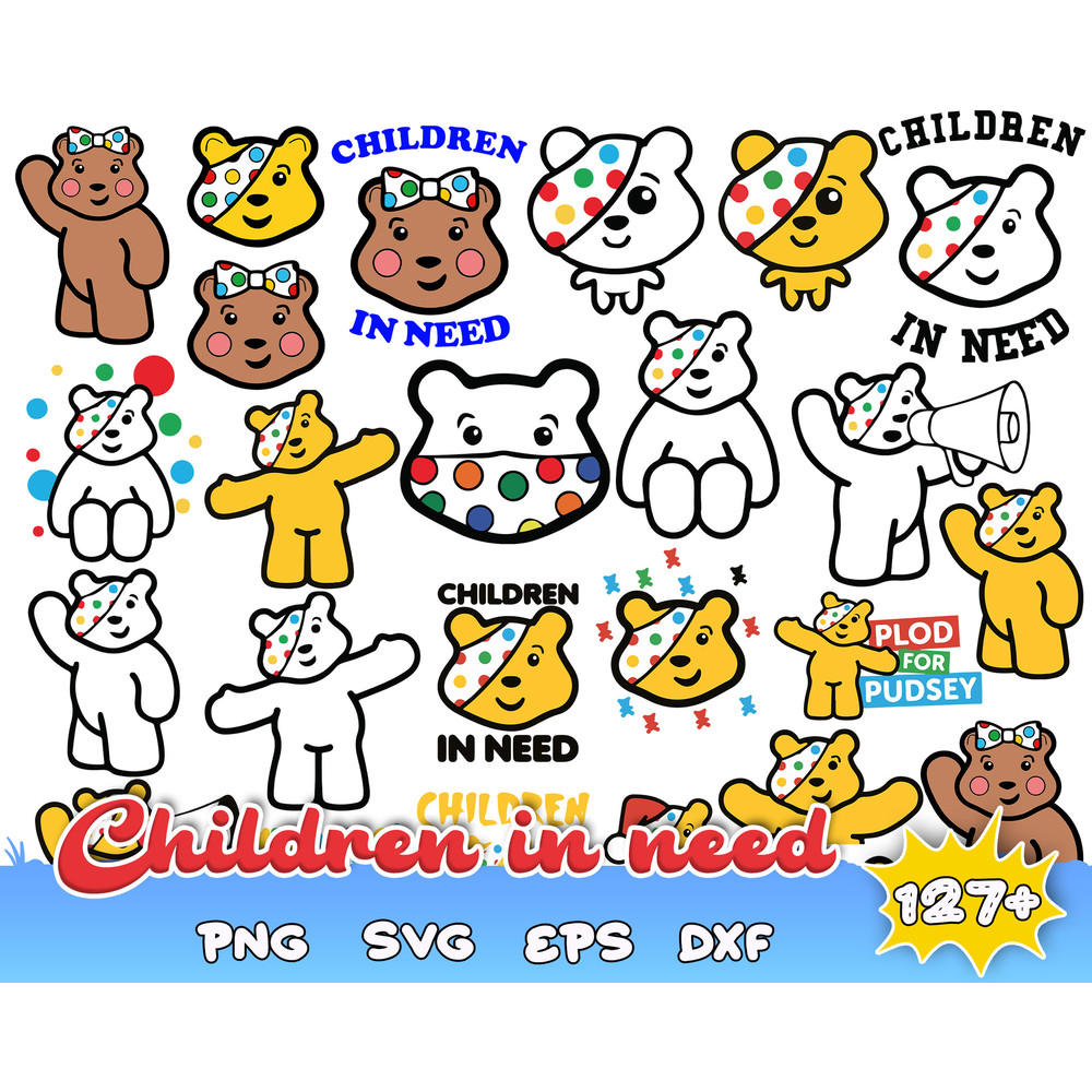 Children in Need Svg Bundle, Children in Need Png, Children in Need Svg, Pudsey bear, Pudsey bear Svg, Pudsey bear Png, Cricut, Silhouette.jpg