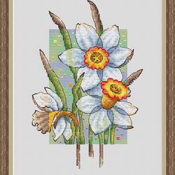 daffodils cross stitch pattern flower cross stitch pattern spring cross stitch pattern easter cross stitch pattern