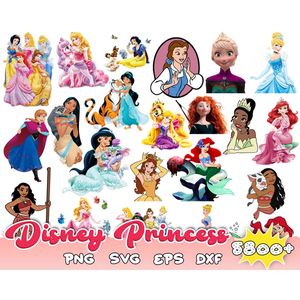 Princess Mini Svg MEGA BUNDLE Disney Princess Svg, Princess SVG, Princess Bun - Inspire ...