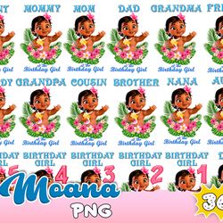 moana birthday girl png digital file , iron transfer moana mommy ,daddy ,sister, birthday girl personalized, digital fil