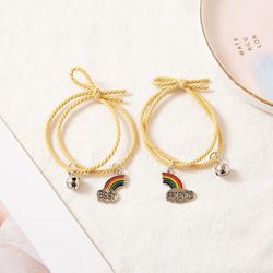 2pcs/set lovely girl rainbow best friend bracelet men women gift friendship charms handmade