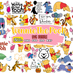 winnie the pooh bundle svg, disney svg, pooh characters, easy to use cut files