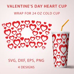 8 Valentine's Day full wrap cup Designs 24oz, SVG, EPS, DXF, PNG