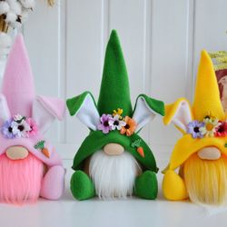 Set of three Easter bunnies gnomes