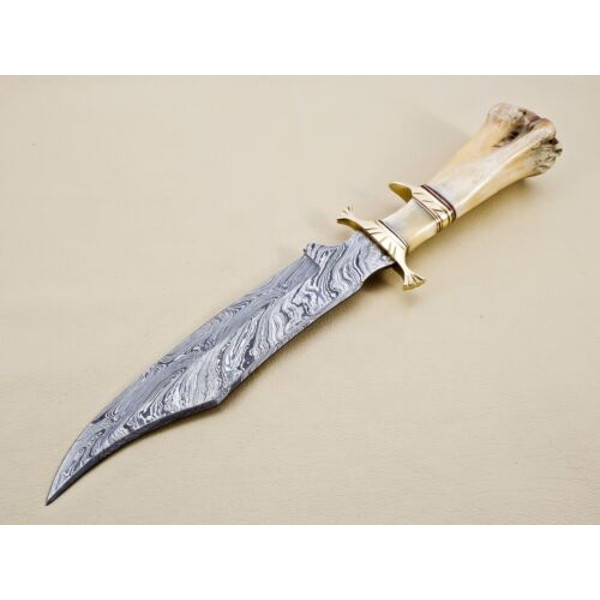 Custom Handmade Damascus Steel Hunting Bowie Knife Fixed Blade Best Gift For Him 2.jpg