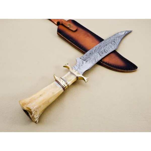 Custom Handmade Damascus Steel Hunting Bowie Knife Fixed Blade Best Gift For Him 6.jpg