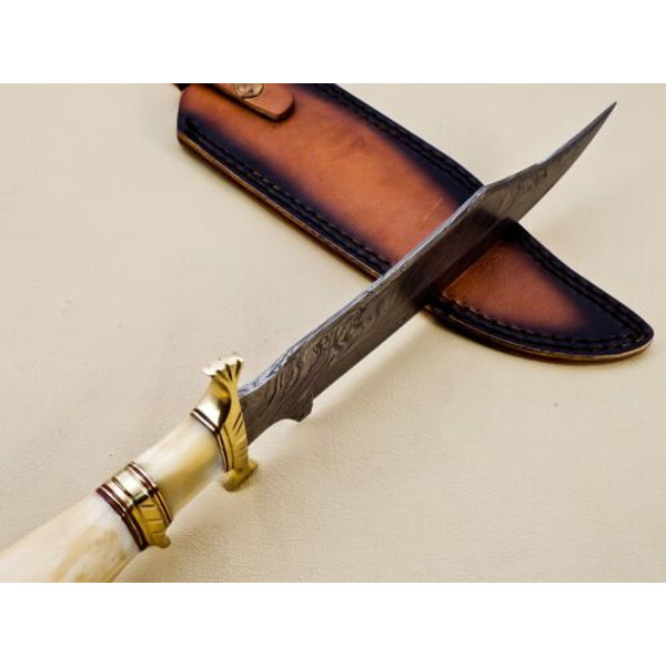 Custom Handmade Damascus Steel Hunting Bowie Knife Fixed Blade Best Gift For Him 7.jpg
