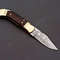 Custom Handmade Damascus Folding Knife Pocket knife w Leather EDC Gift for him 3.jpg