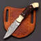 Custom Handmade Damascus Folding Knife Pocket knife w Leather EDC Gift for him 1.jpg