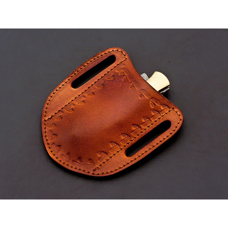 Custom Handmade Damascus Folding Knife Pocket knife w Leather EDC Gift for him 10.jpg