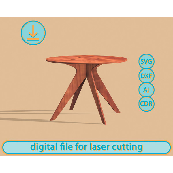 Table for Dollhouse - Digital download Laser Cut Files, SVG plan for laser cutting machines
