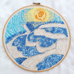 Turkey Landscape Pamukkale Embroidered Scenery View Turkey Wall Decor Hoop Art Wall Hanging Circle Design Gift