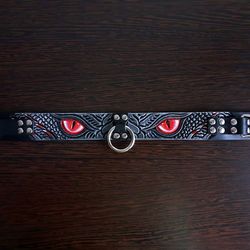 Dragon BDSM collar with O-ring for submissive