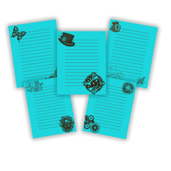 Stationery paper pack, Steampunk scrapbook paper, Scrapbooking paper supply, steampunk stationery