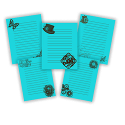 stationery paper pack, steampunk scrapbook paper, scrapbooking paper supply, steampunk stationery