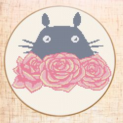My Neighbor Totoro cross stitch pattern PDF Floral Baby cross stitch Nursery Anime cross stitch Miyazaki