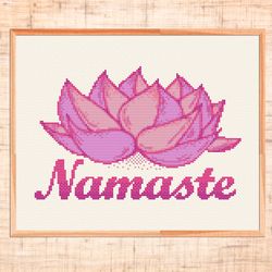namaste cross stitch pattern modern cross stitch yoga lotus cross stitch zen counted cross stitch pdf yoga lover gift
