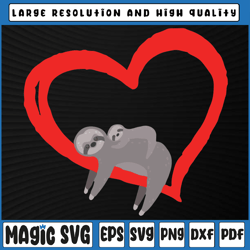 sloth love holding heart valentines day svg png, cute animal lover svg, valentine's day, digital download