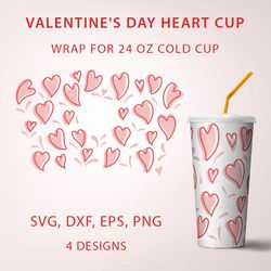 8 Valentine's Day full wrap cup Designs 24oz, SVG, EPS, DXF, PNG