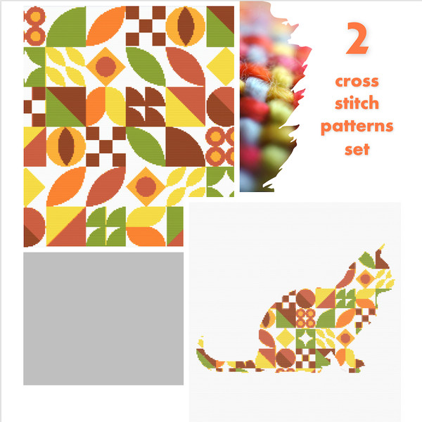 COVER Cross stitch pattern and sitting cat in boho autumn modern .png