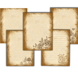 vintage flowers printable, coffee dyed paper pack, vintage paper, journal page, journal kit