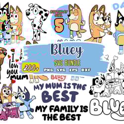 bluey svg bundle, bluey cut files for cricut, bluey the dog clipart, bluey png, bluey layered svg