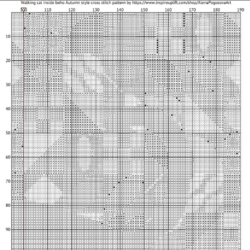 2 Cross stitch pattern walking cat inside boho autumn modern abstract style pattern.jpg