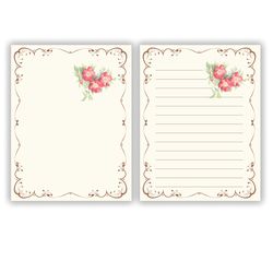 jounk journal kit, vintage flowers printable, vintage paper, journal page, journal kit