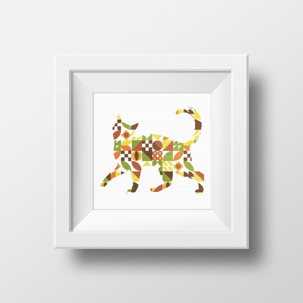 8 Cross stitch pattern walking cat in boho autumn modern abstract style pattern.jpg