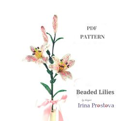 beaded flowers pattern | lilies | seed bead patterns | beadwork pattern | digital download - pdf