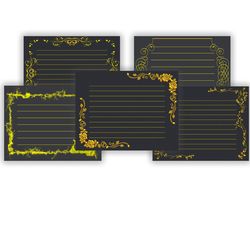 printable black pages lined journal , jounk journal kit, vintage flowers printable, journal page, journal kit