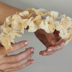 flower crown hydrangea bridal hair piece bohemian headband wedding flower crown
